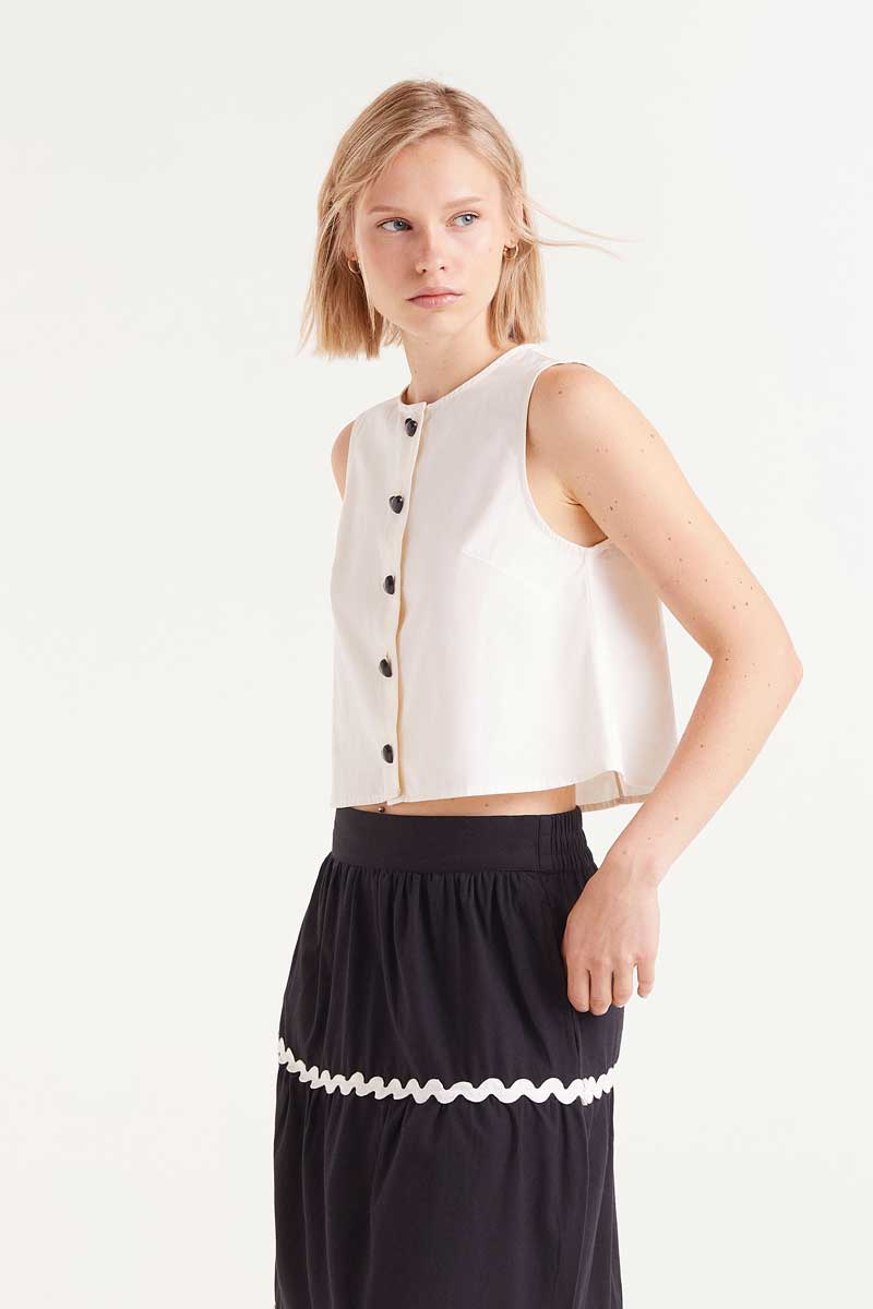COMPANIA FANTASTICA White buttoned sleeveless top