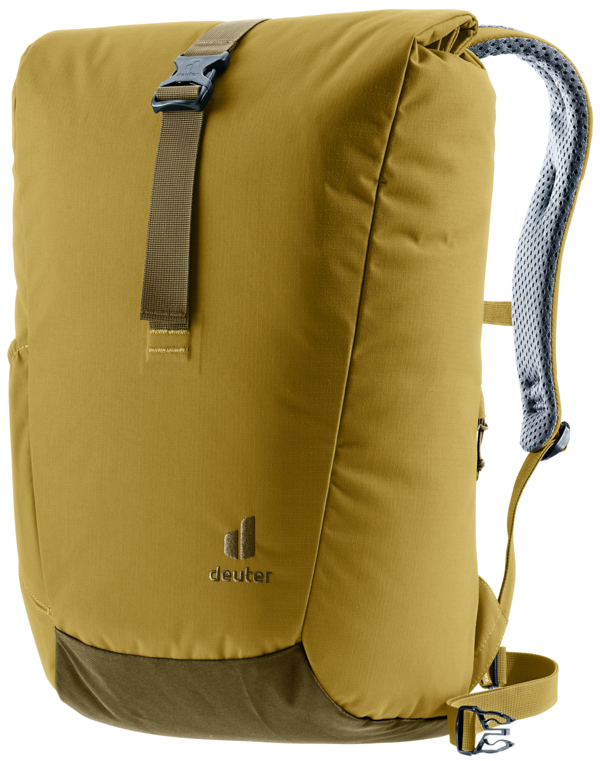 DEUTER STEPOUT 22 Lifestyle Recycled Backpack Tα ξεχωριστά χαρακτηριστικά του Stepout είναι ο αερισμός και η άνεση. Με διάτρητους, εργονομικά διαμορφωμένους ιμάντες ώμου και με μειωμένη επαφή στην πλάτη χάρη στο σύστημα Airstripes της deuter. Άνοιγμα με ρολό (με επιπλέον χώρο), μια τσέπη για κινητό τηλέφωνο στο πλάι, δίπλα στην πλάτη. Οι ελαστικές πλαϊνές τσέπες επιτρέπουν την γρήγορη πρόσβαση σε σημαντικά αντικείμενα. Στο εσωτερικό υπάρχει μια θήκη για έγγραφα, μια θήκη για φορητό υπολογιστή και μια θήκη για μπουκάλι νερού για πιο οργανωμένη συσκευασία. Ύφασμα χωρίς PFC με πιστοποίηση Green Button. Είναι κατασκευασμένο από 100% ανακυκλωμένα μπουκάλια PET (26 μπουκάλια των 0,5 λίτρων) και σύμφωνα με τα πρότυπα bluesign®.