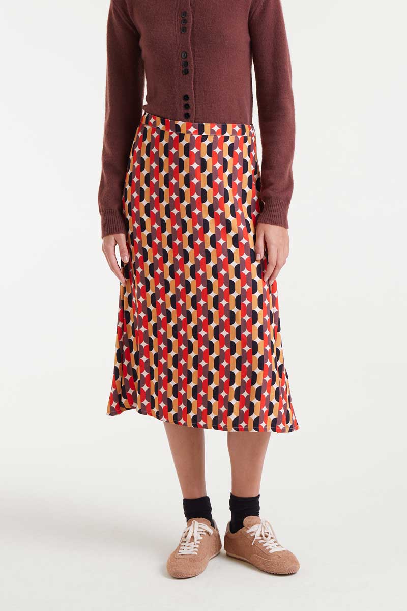 COMPANIA FANTASTICA Link print midi skirt