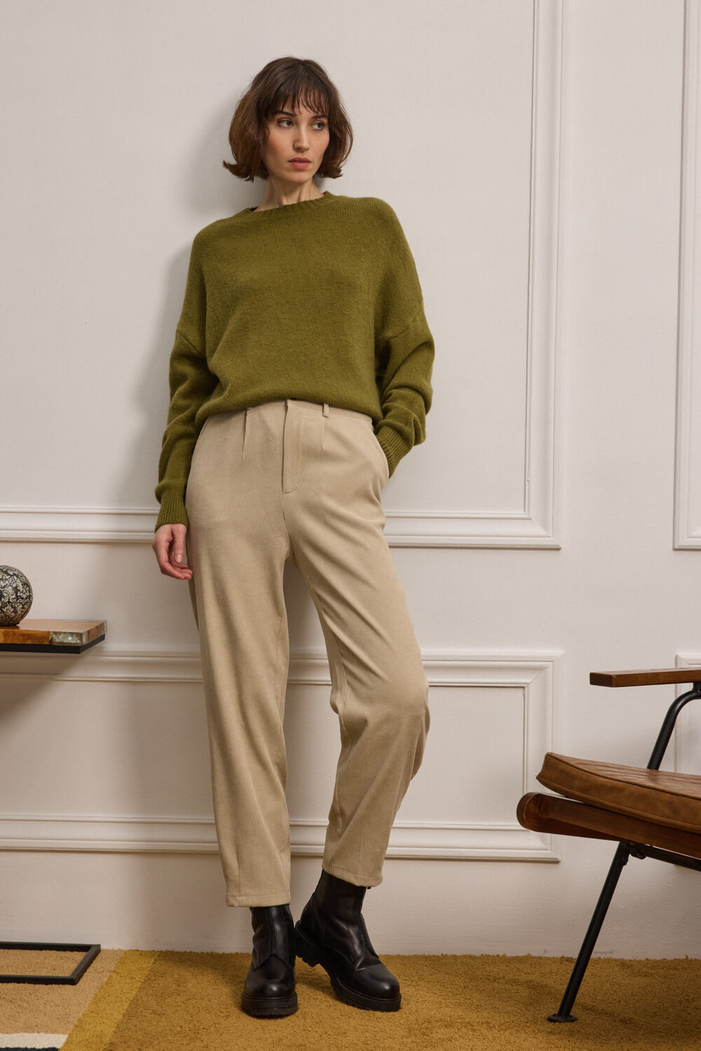 "DIONE" cream κοτλέ παντελόνι Namaste