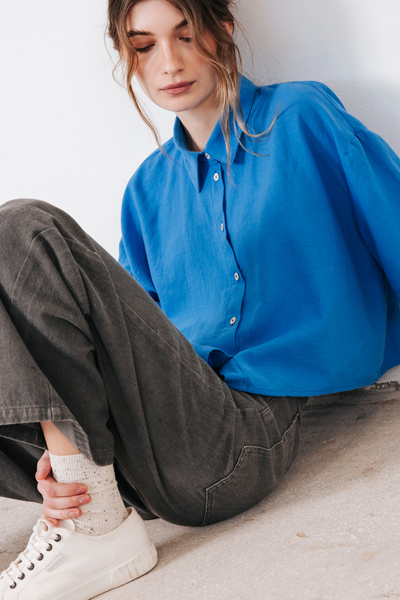 Μπλέ κοντό πουκάμισο BADILA